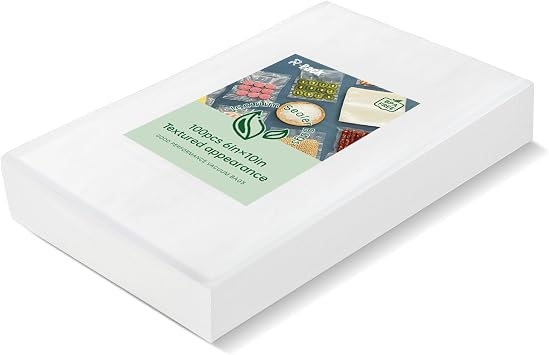 Vacuum Sealer Bags 100 Gallon 11" x 16" and Quart 8" x 12" and Pint 6" x 10" Commercial Grade PreCut Bag, Food Vac Bags for Storage with BPA Free and Heavy Duty 100, 6" x 10"