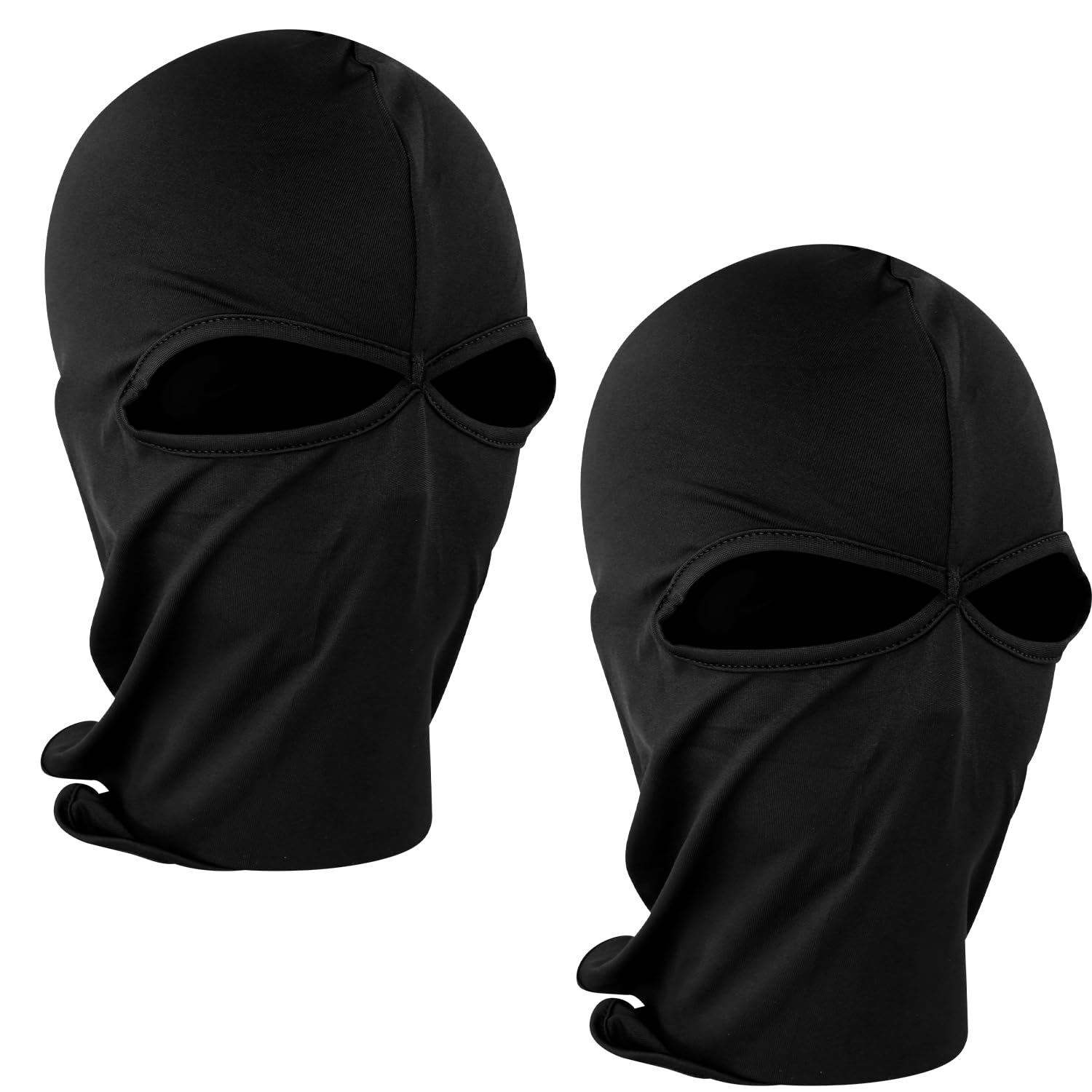 Luckious 2pcs Black Balaclava Mask,Classic Lightweight Black Ski Mask, 2 Hole Full Face Ski Mask for Motorcycle Bike Hunting Cycling