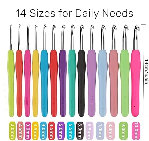 Cftfabms ECH-SCH-14 Crochet Hook Set,14 Sizes Crochet Hooks Ergonomic Soft Grip,Crochet Hooks thumb #5