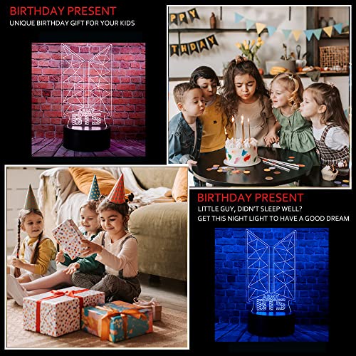 Cute Kpop Bts Bangtan Boys Anime Character 3D Optical Illusion Led Room Decor Table Lamp With Remote 7 Colors Visual Sleep Night Light Birthday Xmas Kpop Bts Bangtan Gifts For Army Fans Kids #TOP2