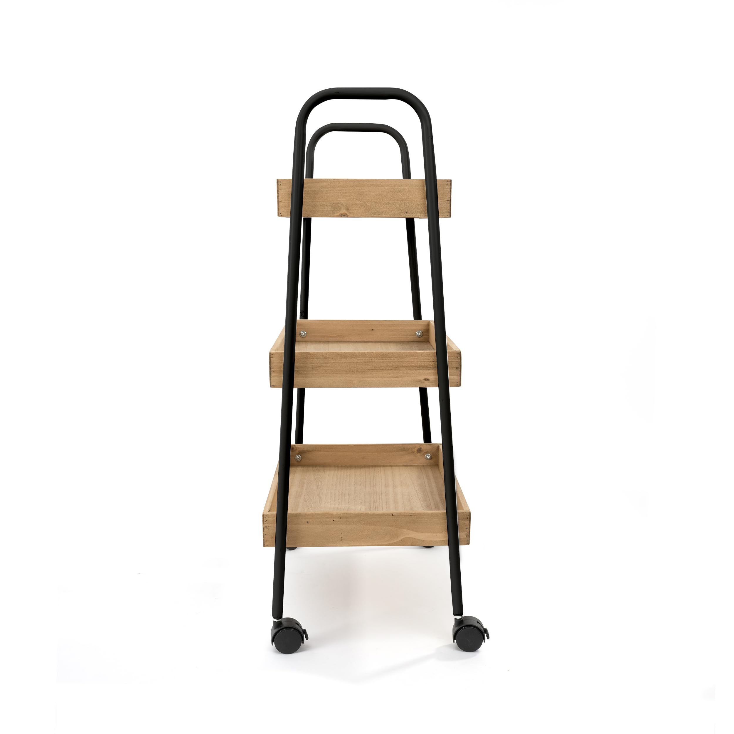 XZ-22321 Carrito de Almacenamiento de Madera y Metal Multiuso 45x30x78cm con 3 Estantes - Mueble Auxiliar para Almacenaje Ideal para Baño, Cocina, Salón
