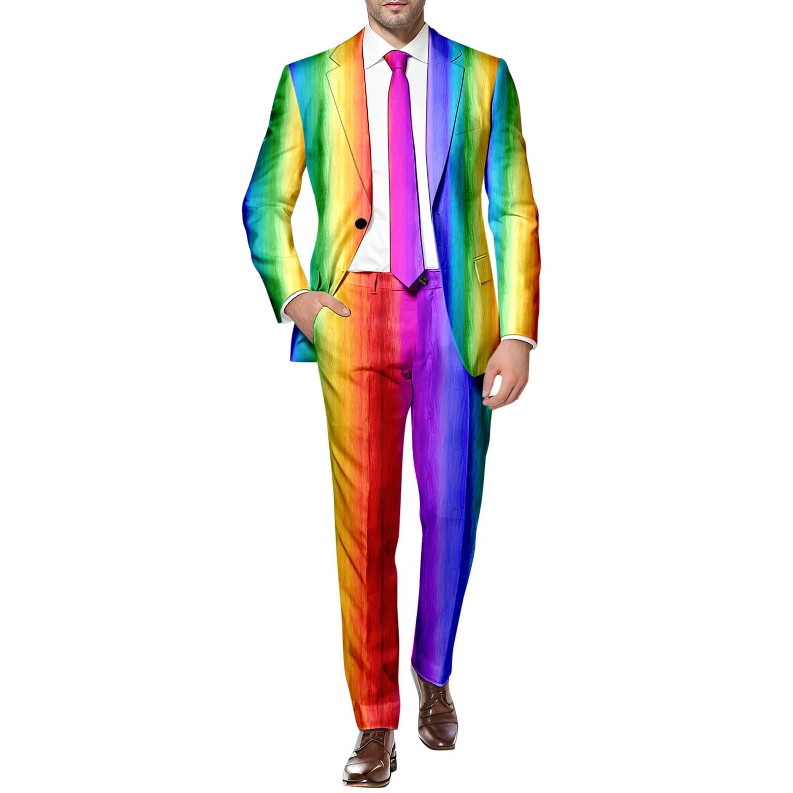 Gay The Rainbow Suit Multi-Coloured Jacket Pride Outfits LGBTQ Accessories Pride Suit Prides Clothes Stand Out Suits Fancy Dress Adult Rainbow Costumes