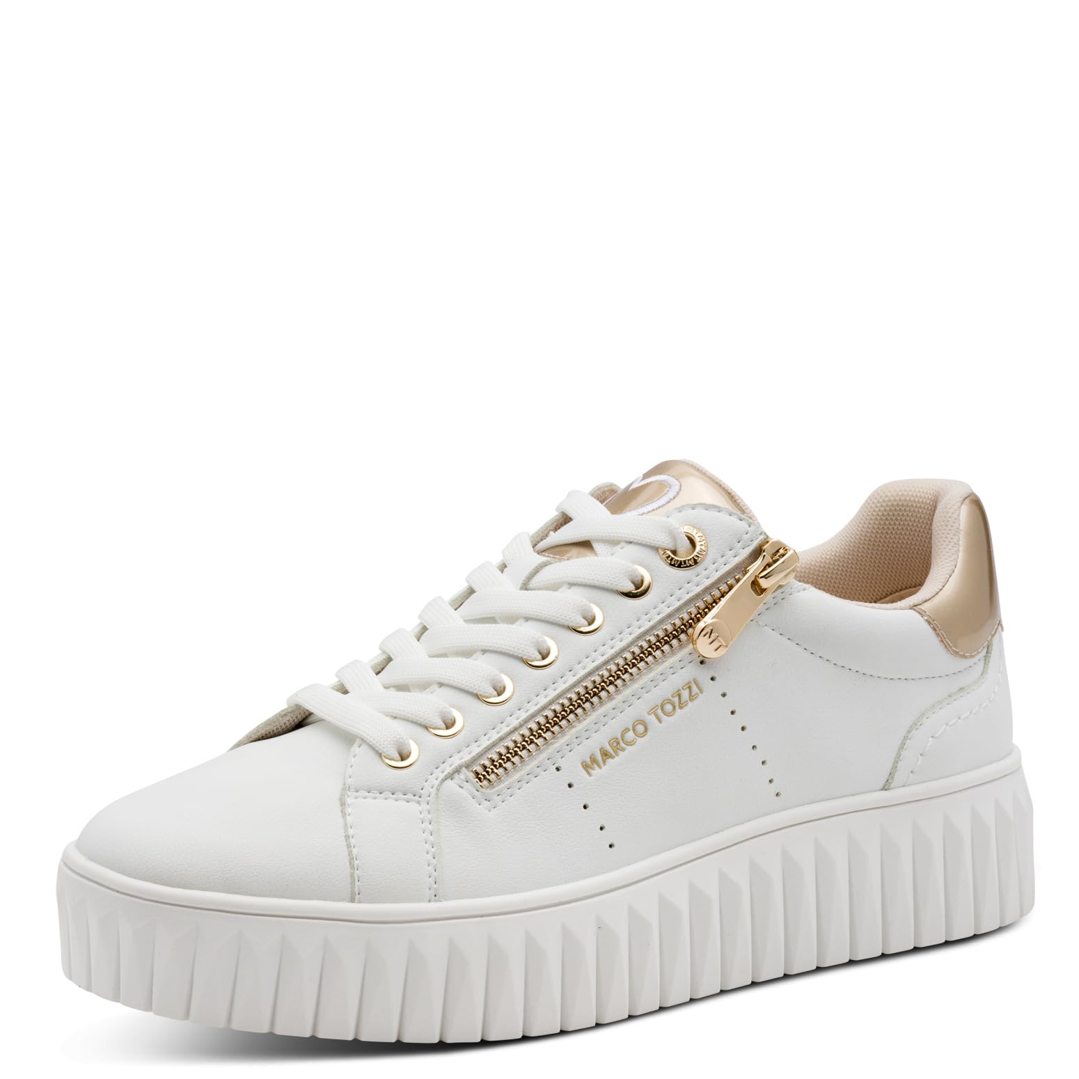 MARCO TOZZI Women’s Sneaker Soft Feel Me Removable Footbed Soft Lining Stylish, White (White Comb), 5.5 UK