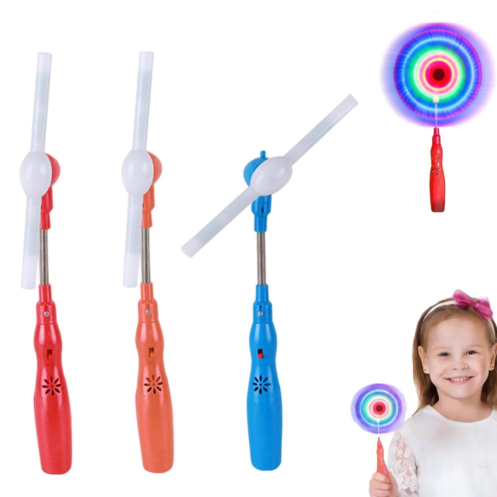 3Pcs Spin-ning Light Up Toy, Fun LED Light Up Spin-ning Wand with Music