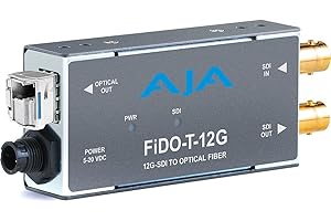 Aja FiDO-T-12G 12G-SDI to Single-Mode LC Fiber Transmitter with Wide Color Gamut