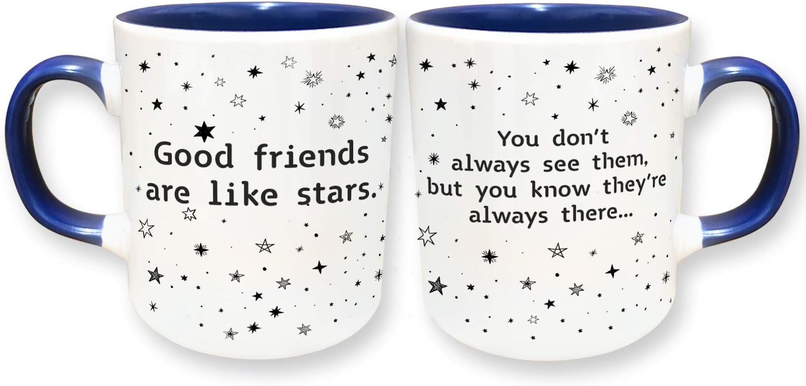 Good Friends Are Like Stars Coffee Mug Novelty Cup Women Girlfriend Long Distance Friendships Best Friends Moving Away Sister Going Away Sayings Cafe Tea Birthday Women Colleague Bestie 11oz (Blue)