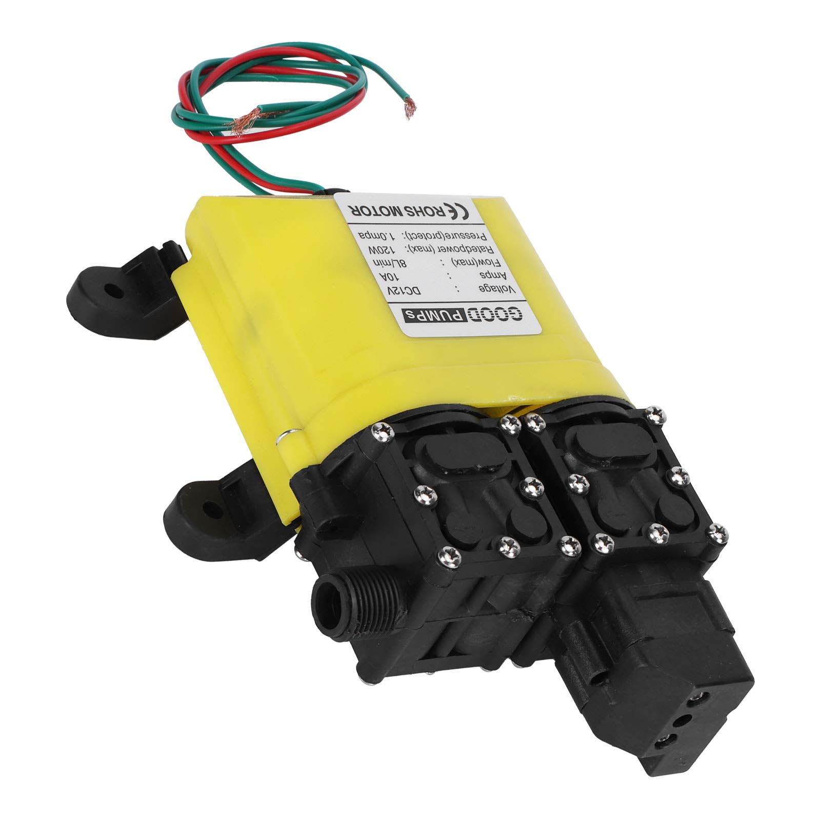 Pompe à membrane haute pression 12 V 120 W 8 L Pompe à haute pression avec connecteur en cuivre Pompe à injection d'eau automatique