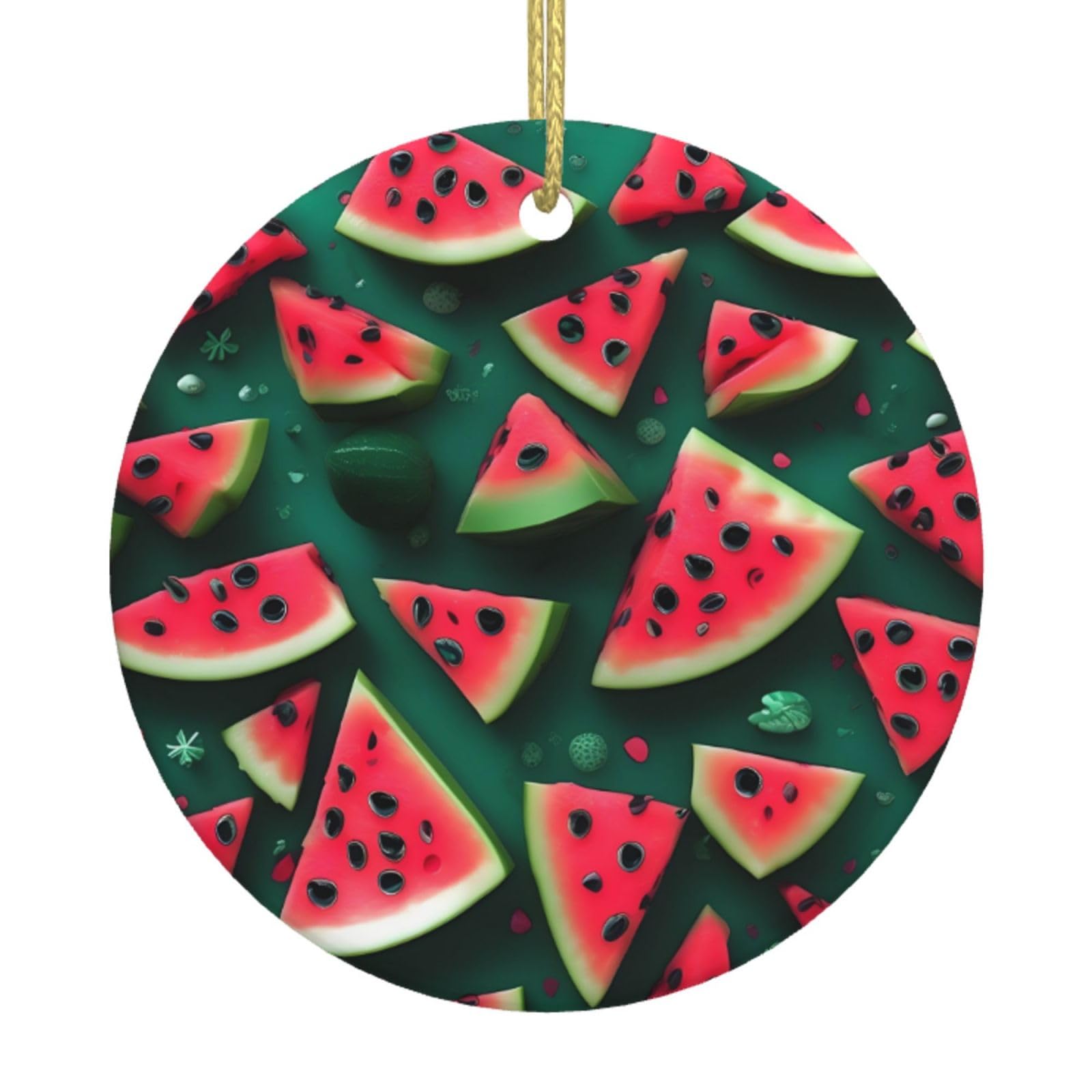 Dream Watermelon Printed Christmas Tree Ceramic Ornaments Holiday Decoration Christmas Unique Pendant for Christmas Party