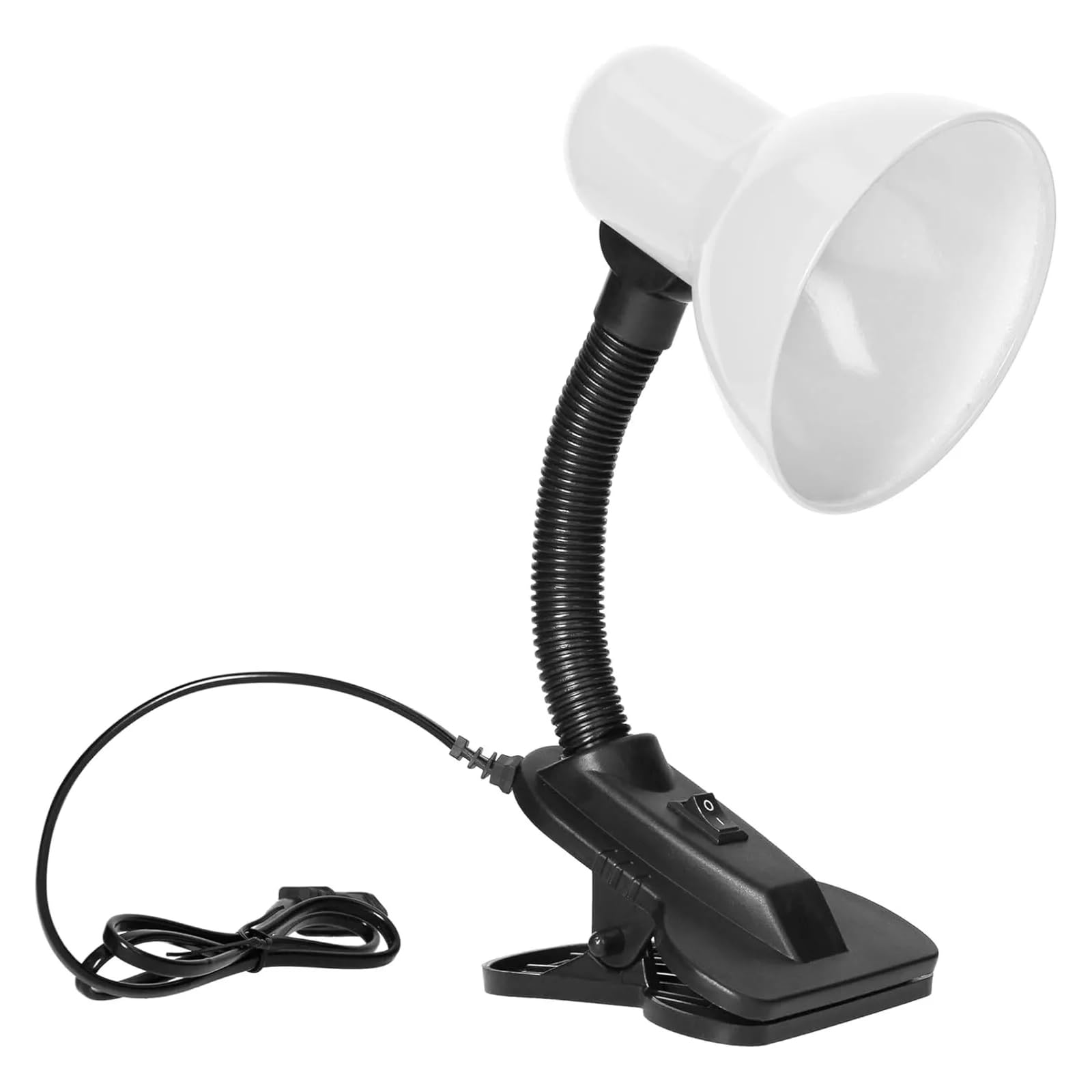 Duas White Adjustable Desk Lamp With Clamp For Bed, Study, And Reading - Modern Clip Light, E27 Bulb, 40W, Adjustable Arm, Black/ (White)