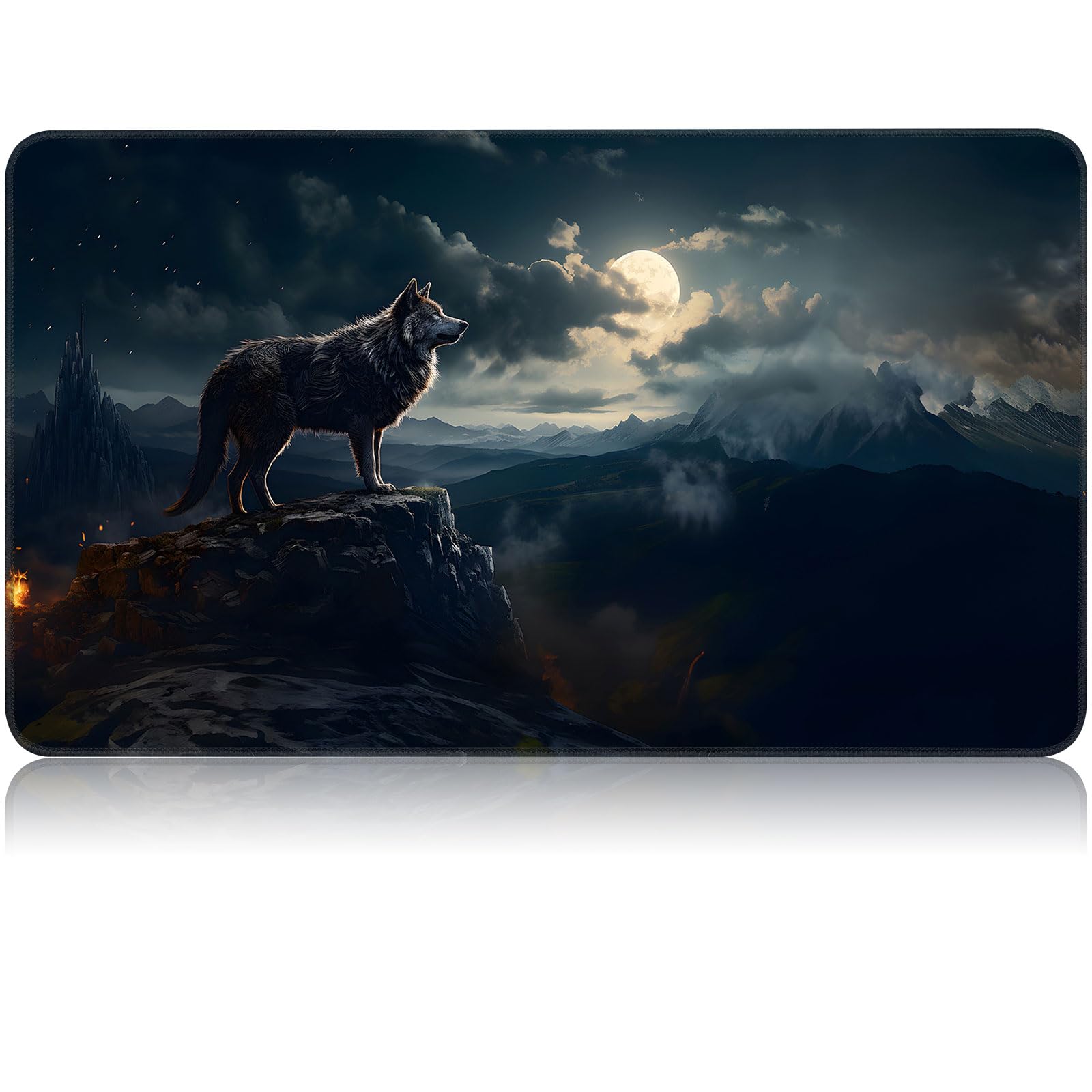 for MTG Game Playmat, for Magic TCG Rubber Play mat,Tabletop Card Playmats with Smooth Surface,Trading Card Inked Game Mat,Battle Game,Sky Wolf — image 1