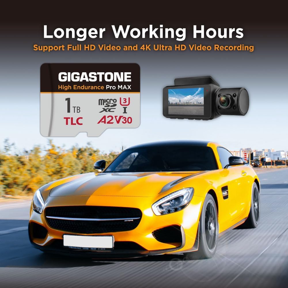[5-Yrs Free Data Recovery] GIGASTONE 1TB Micro SD Card, TLC High Endurance Pro MAX, Speed Up to 180MB/s, Compatible with REDTIGER Rove VIOFO VANTRUE PRUVEEO Dash Cam, MicroSDXC UHS-I A2 V30 U3