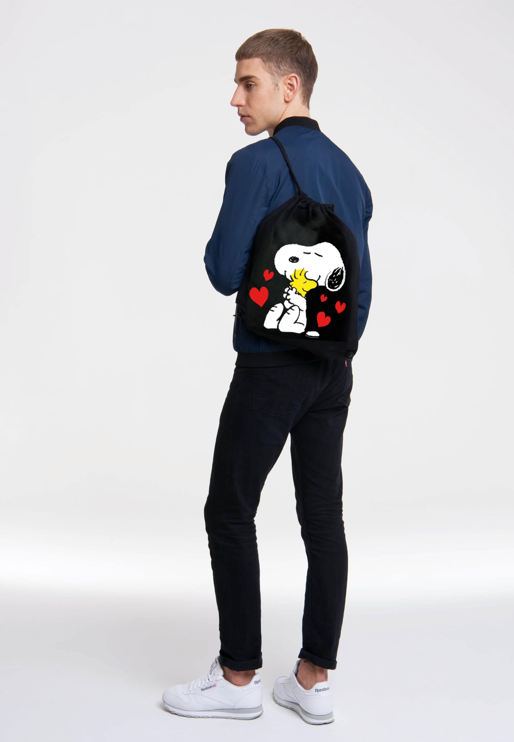 Logoshirt® Peanuts I Snoopy & Woodstock I Best Friends I Sac de gym I Cotton I Imprimé I AZO-free I Cordon de serrage I noir I Design sous licence