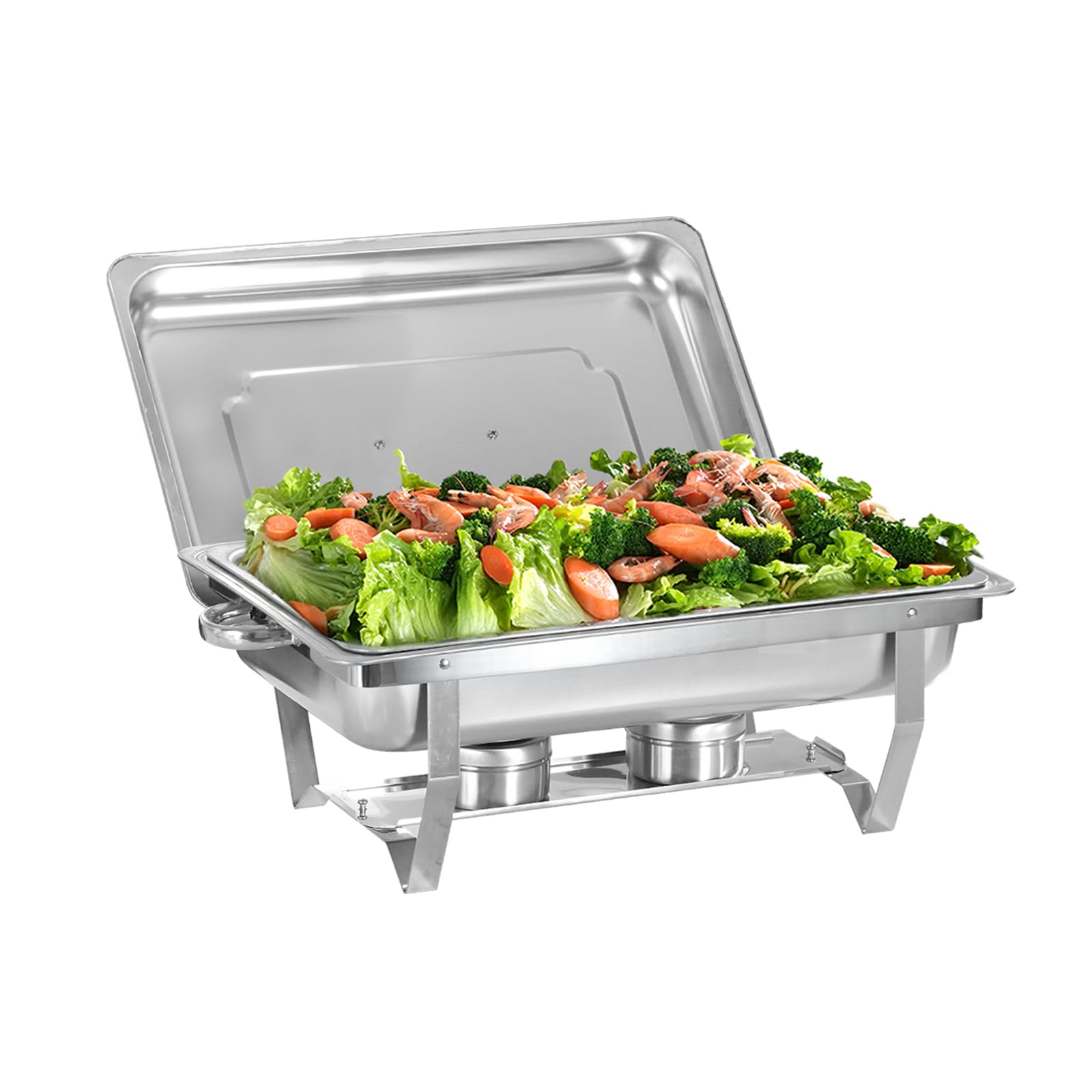 Juego de bufé de platos de roce, 8 cuartos de galón, 1 paquete, calentador rectangular de acero inoxidable para fiestas, cenas, catering, bufé, bodas, calentador de alimentos