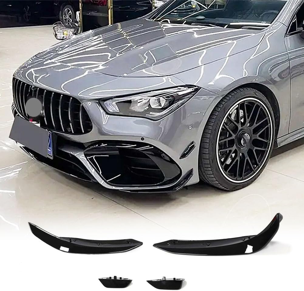 C118 Gloss Black Front Bumper Canard Vent fits for Mercedes Benz CLA Class CLA45 AMG C118 2020-2022 Air Fender Scoop Spoiler Protector Winglets Splitter Cover Trims