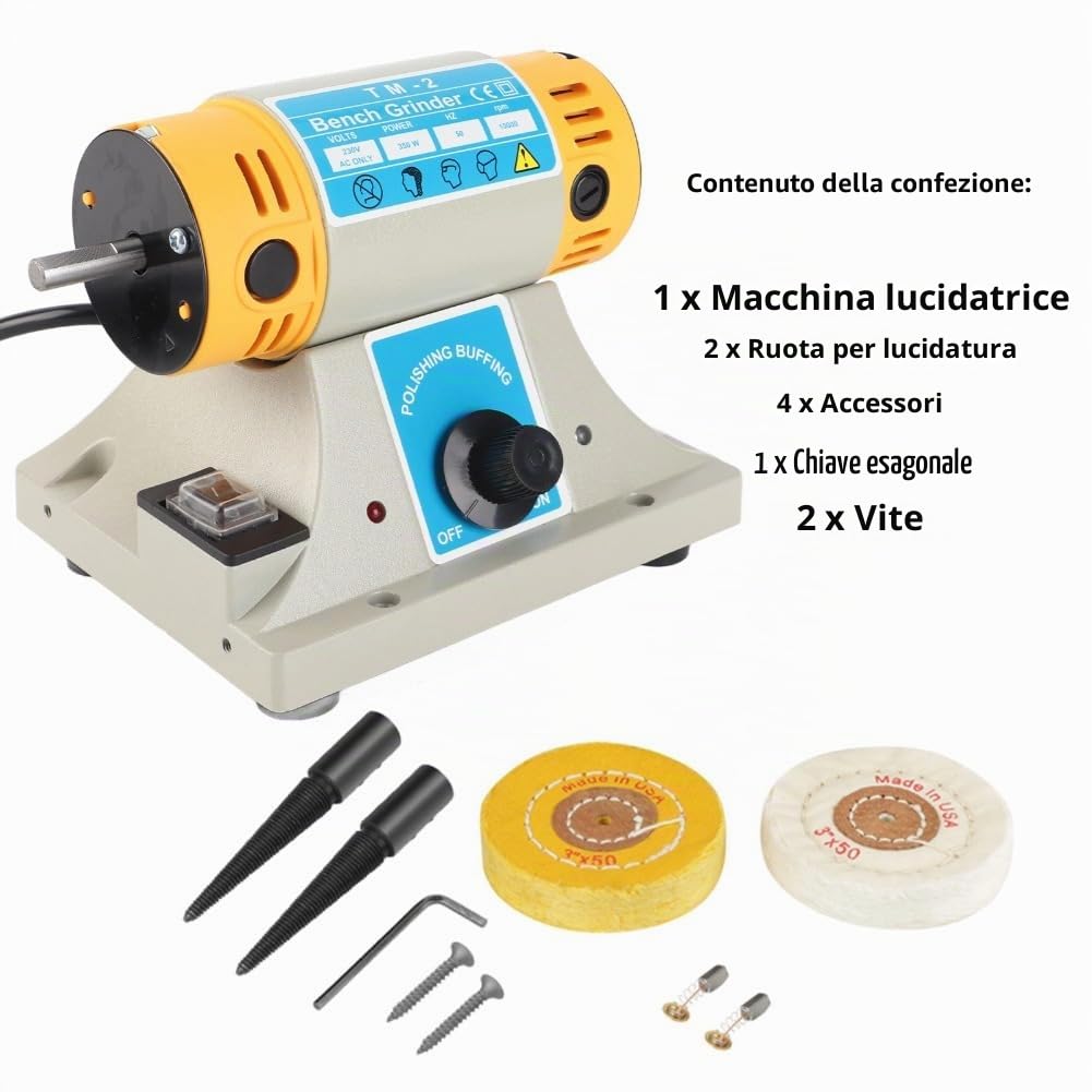 Unità Di Lucidatura, Smerigliatrice Elettrica 220 V 350 Watt, Lucidatrice Per Gioielli, Motore Per Tornio Dentale, Per Levigatura e Lucidatura Spina Ue