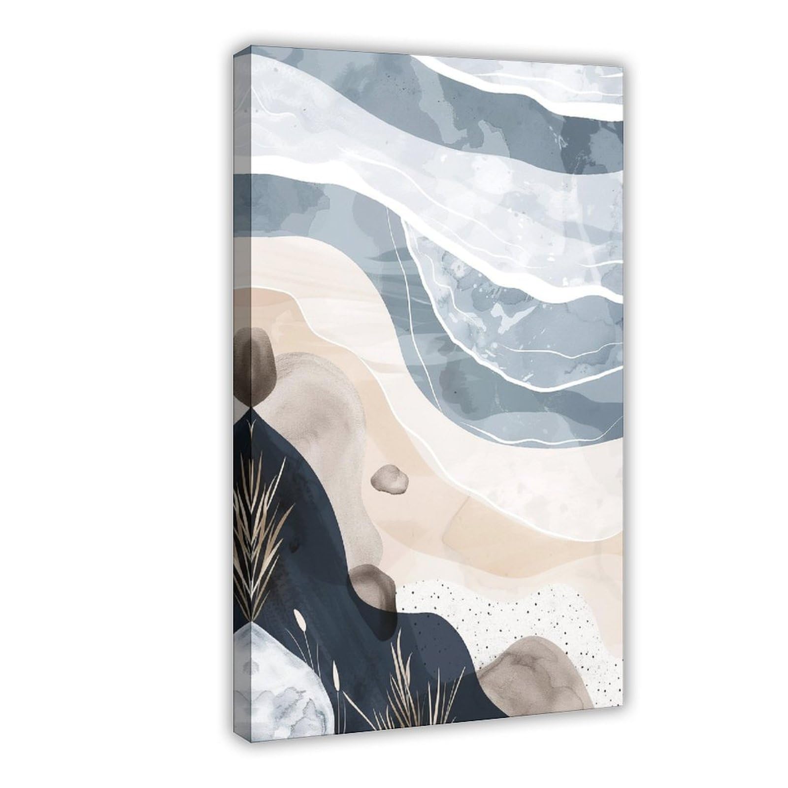 Bareronor Neutral Shoreline Canvas Poster Bedroom Decor Landscape Office Room Decor Gift 16" L X 24" W