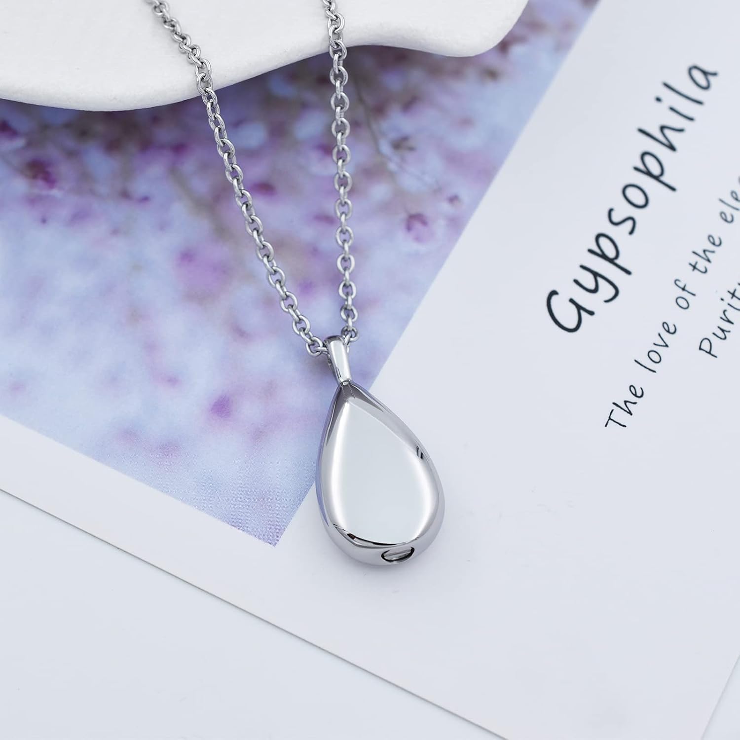 Engraved Teardrop Urn Necklace for Ashes Simple Cremation Urn Necklace Keepsakes Memorial Jewelry for Women Gift Cremation Jewelry for Loved One - Image 2