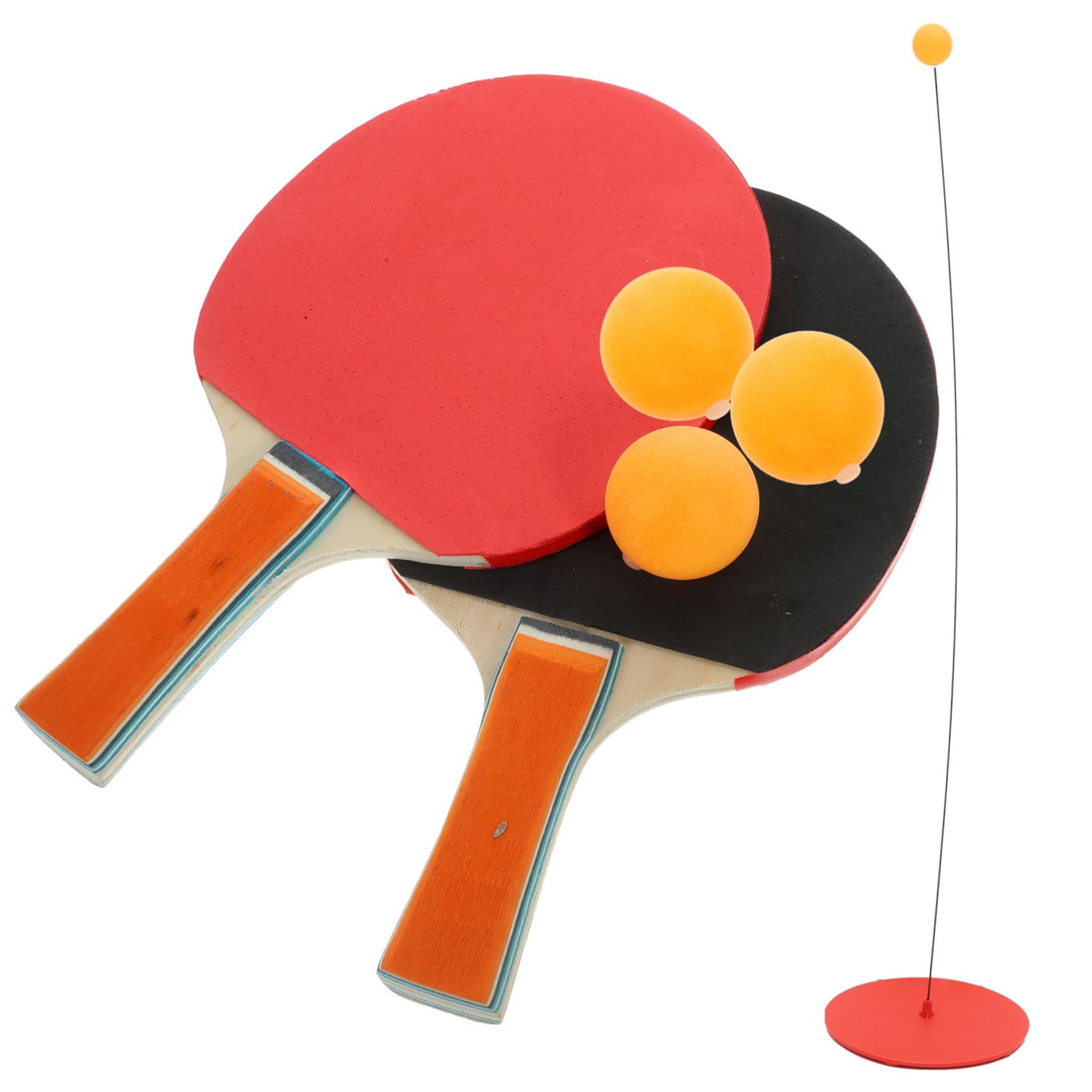 Mikikit 1Set Table Tennis Training Kit Elastic Shaft Racket for Beginners Material with Base for Indoor Practice Random Color Design
