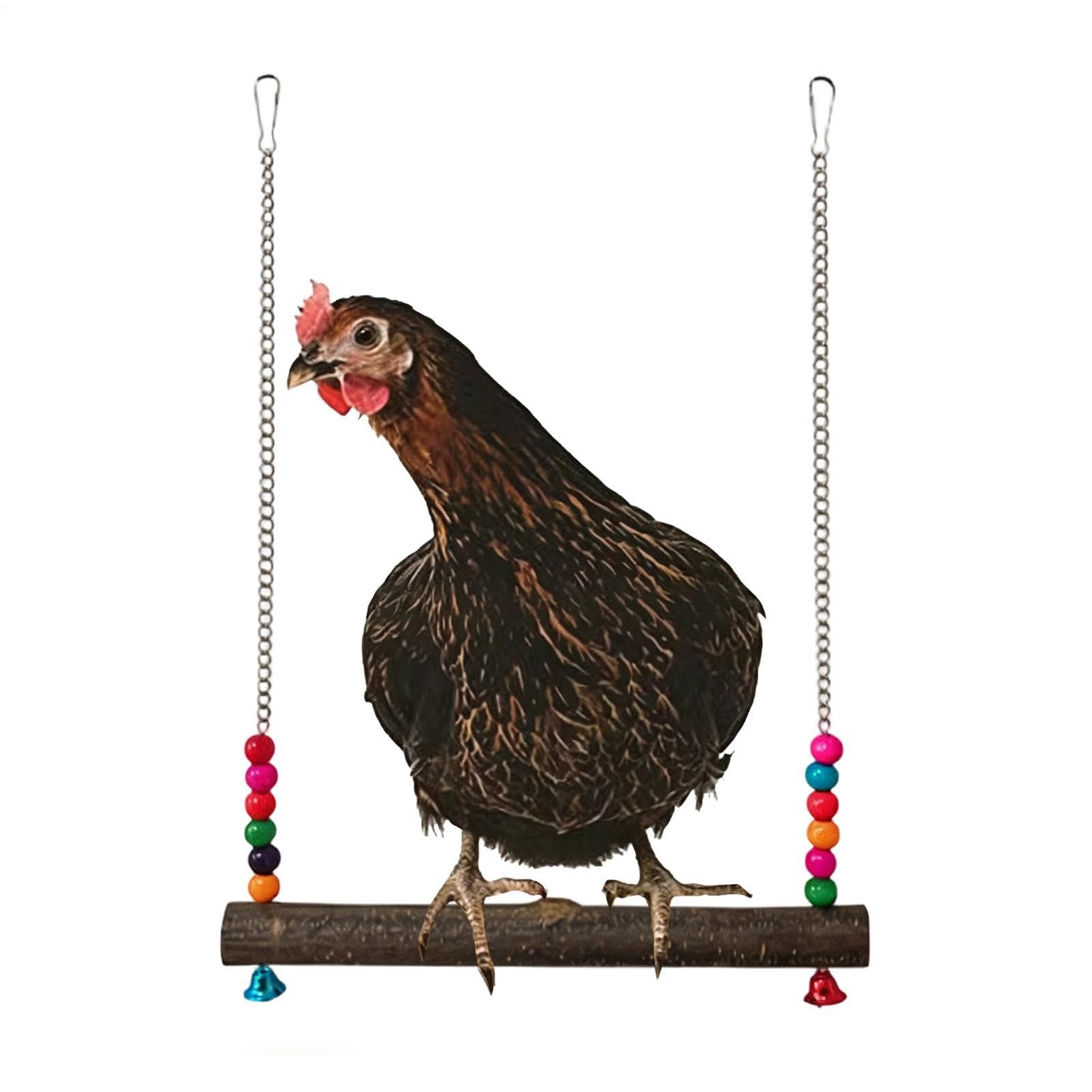 Chicken Coop Toys - Wooden Playground with Bells,Chick Cage Climbing Toys,for Hens Roosters Exercise Playing Resting Chewing, Cage Backyard Enclosure