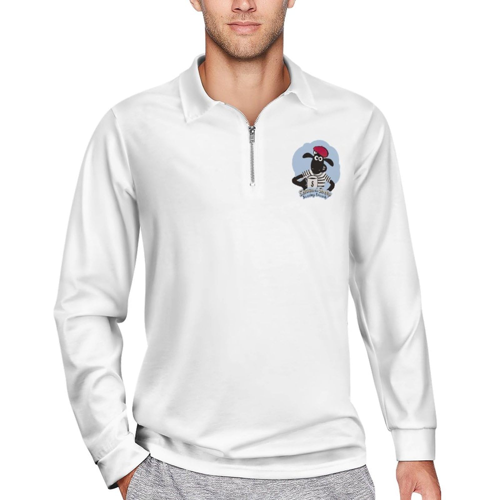 Amazon.co.jp: ひつじのショーン 羊 長袖 ポロシャツ メンズ 軽量 吸汗