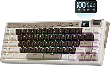 M70 Wireless Mechanical Keyboard with Macro Keys 2.4GHz/Bluetooth/Wired 75% Gaming Keyboard with 6000mAh Battery Gasket-Mount Display & Knob RGB Hot-Swappable Linear Cream Switch