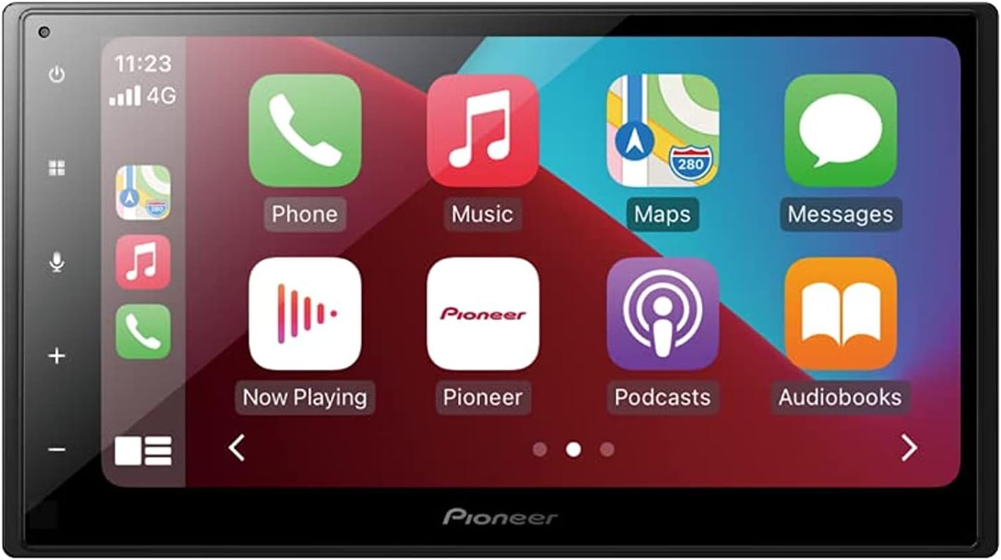 Pioneer DMH-A4450BT main interface showing Apple CarPlay apps