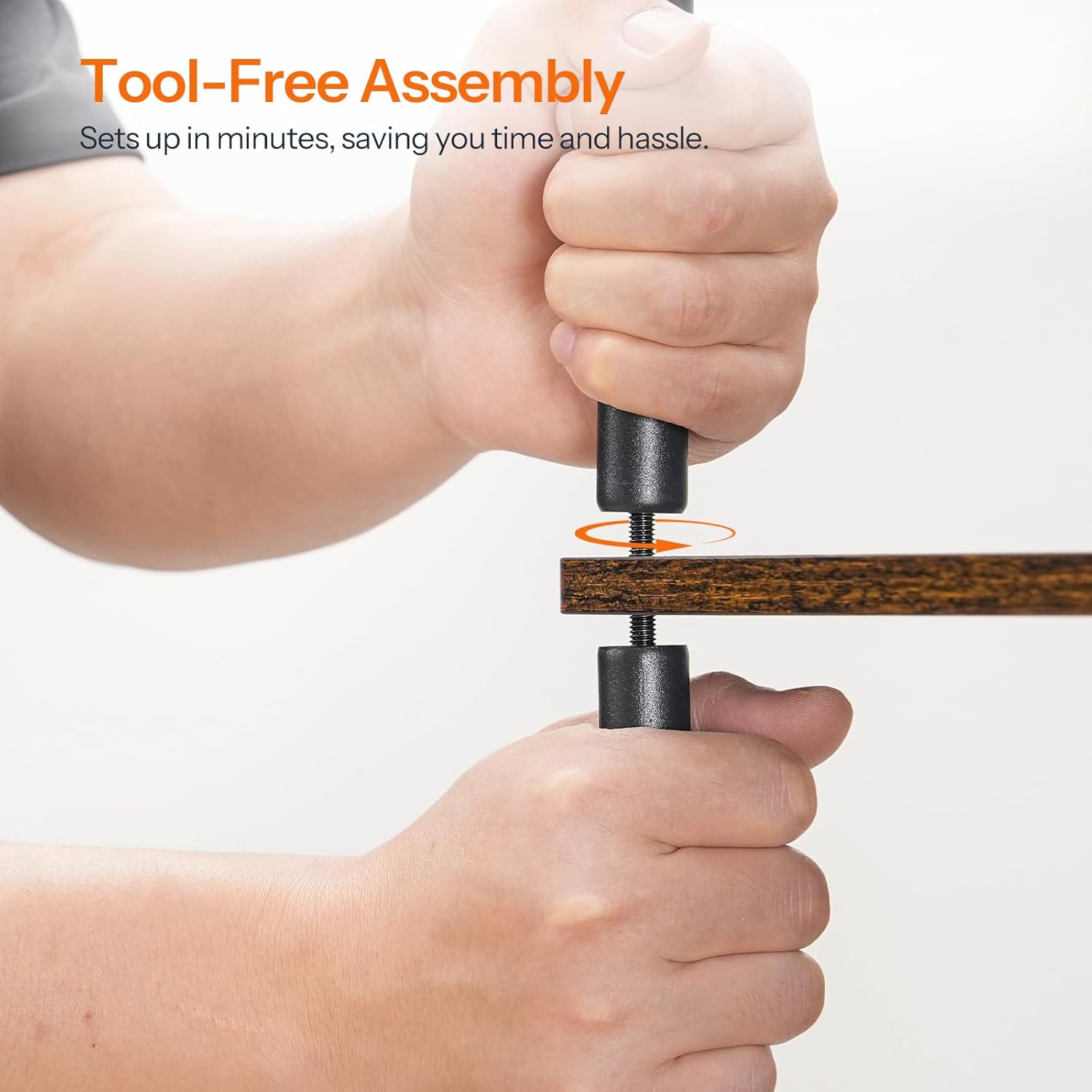 HOOBRO Narrow Side Table Set of 2, 3-Tier Slim End Table No Tools Needed, Twist-On Assembly, Skinny Nightstand Sofa Storage Shelf for Living Room, Bedroom, Study, Rustic Brown and Black BF246BZP201