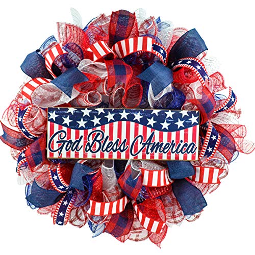 4th of july wreath with god bless america