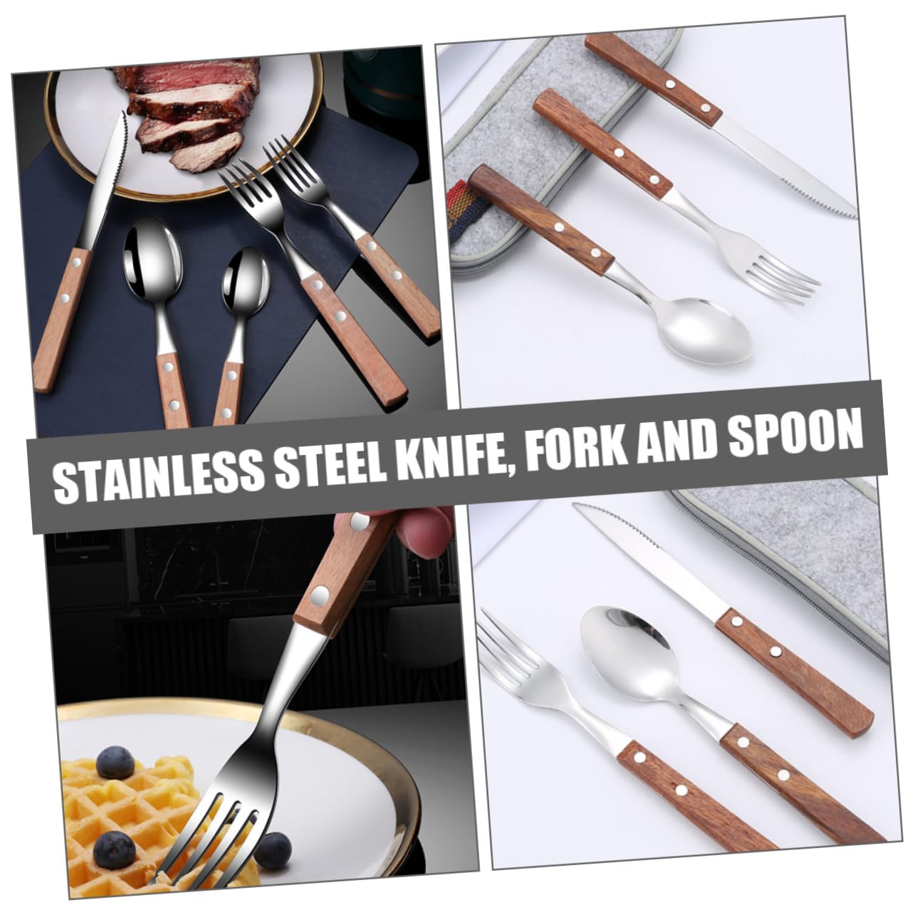 Toddmomy 1Set Camping Cutlery Set Stainless Steel Fork Knife Spoon Kit Reusable Tableware for Outdoor Dining Picnics Family Gatherings Lightweight Ergonomic Design