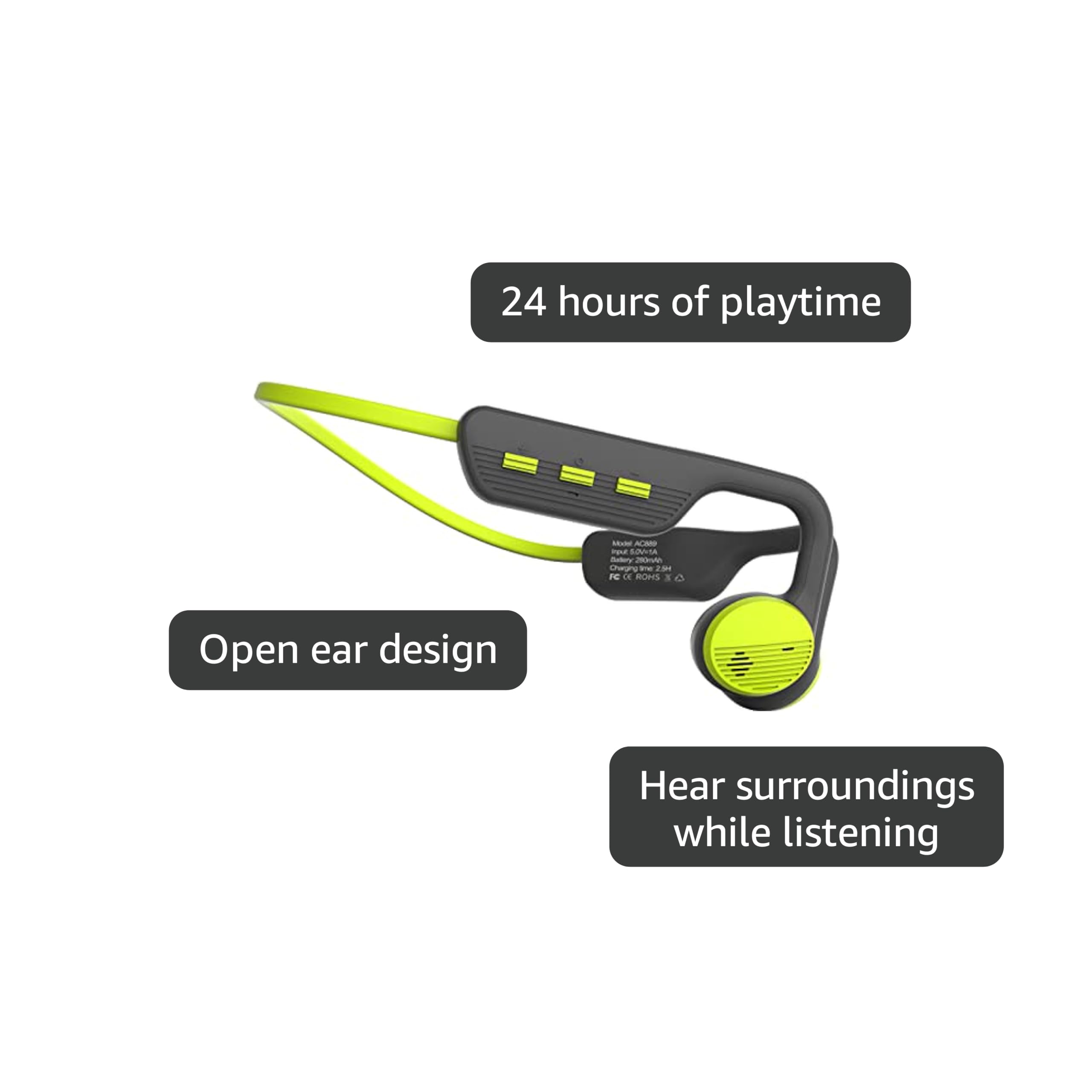 Bone Conduction Headphones with Mic-Callink, Trucker Bluetooth 5.4 Headset with Noise-Canceling Boom Microphone/Mute Function/Dual Connect, Open Ear