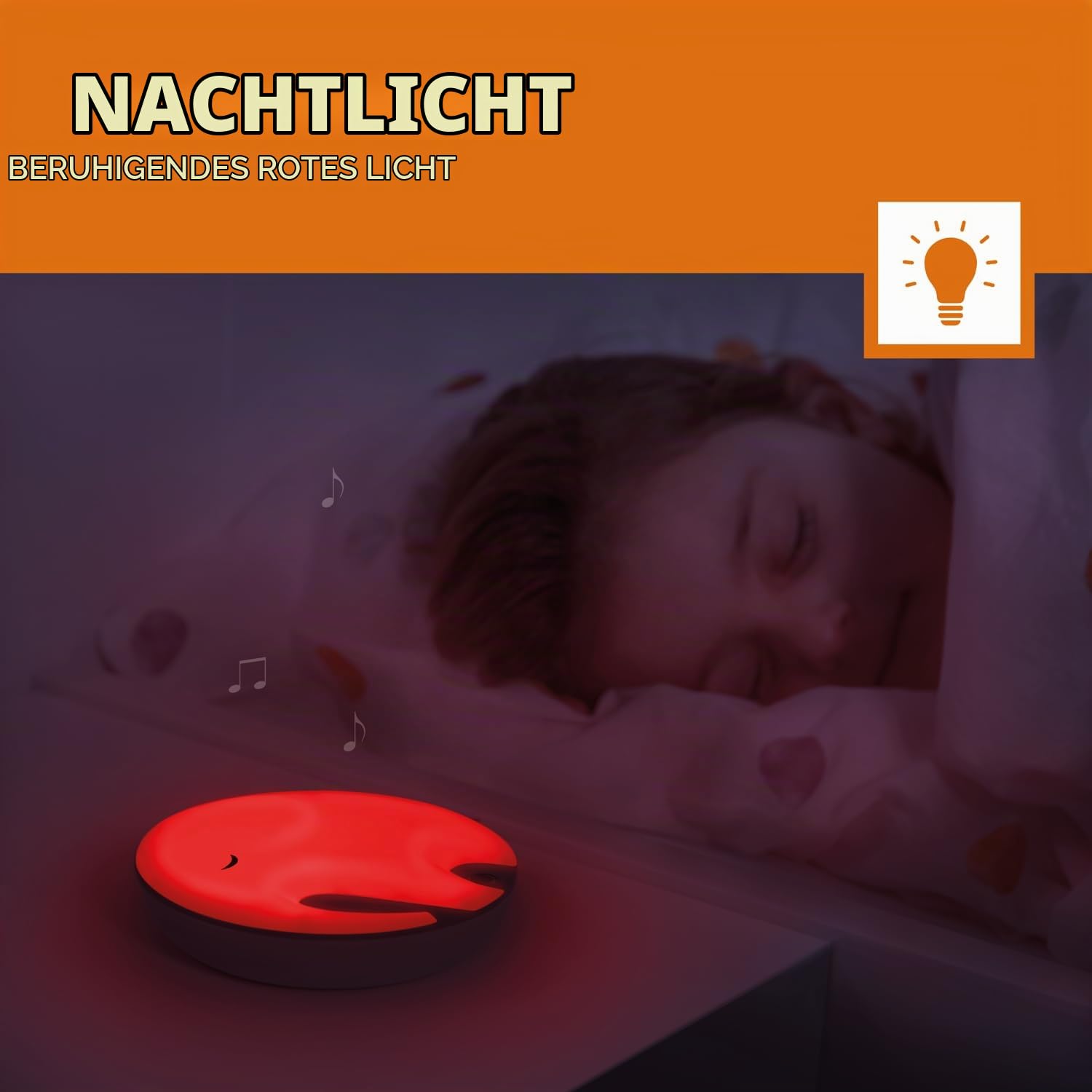 Zazu - Emmy der Elefant Atemlicht mit Nachtlicht & Musikbox - Entspannendes rotes Licht, Weißes Rauschen, Schlaflieder - Automatisches Ein-/Ausschalten - Baby-Schlafhilfe