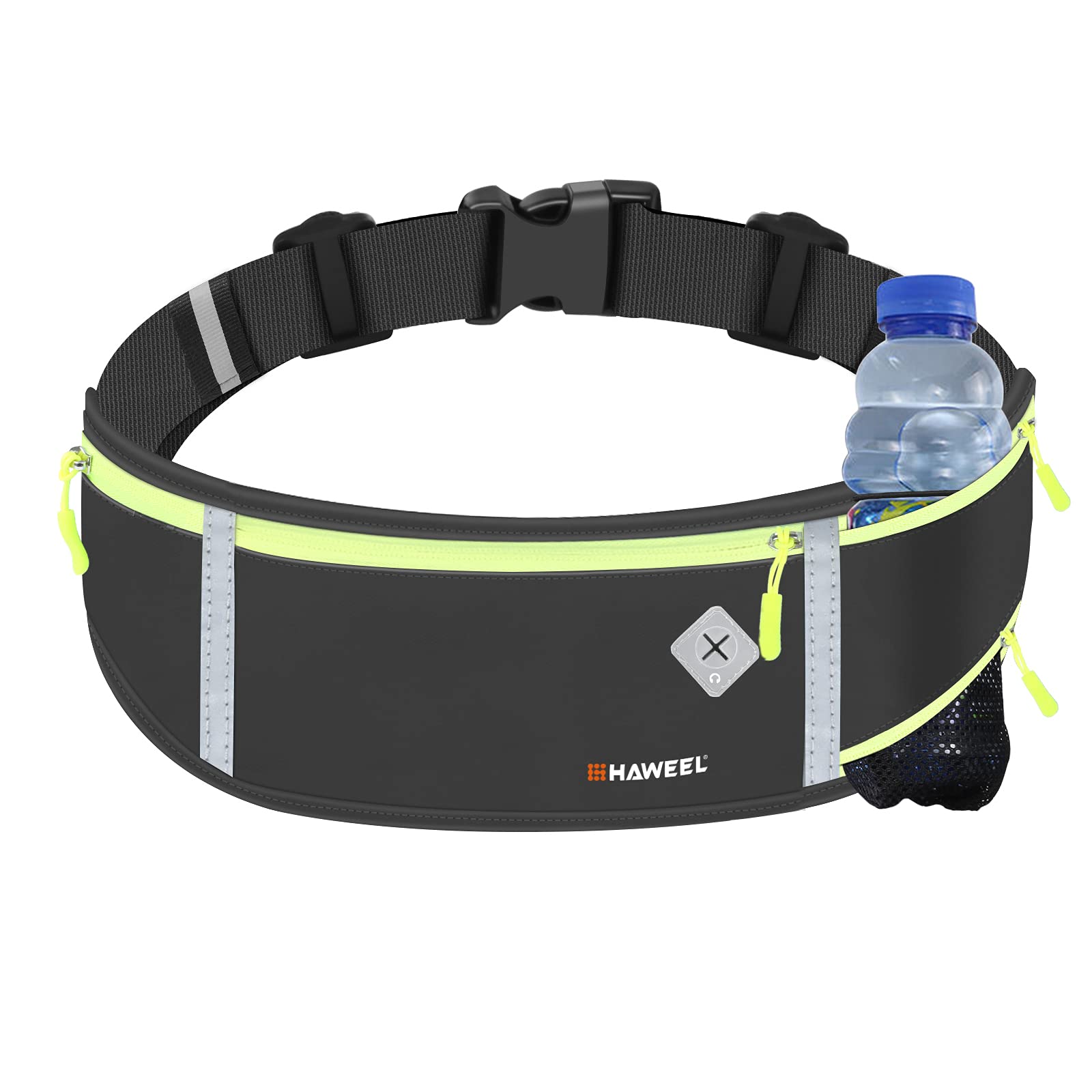 Running Fanny Pack Waist Bag Phone Holder Belt with Water Bottle Holder Suitable for Runner Cycling Hiking Accessories for iPhone 12 Plus Samsung Galaxy etc., black,