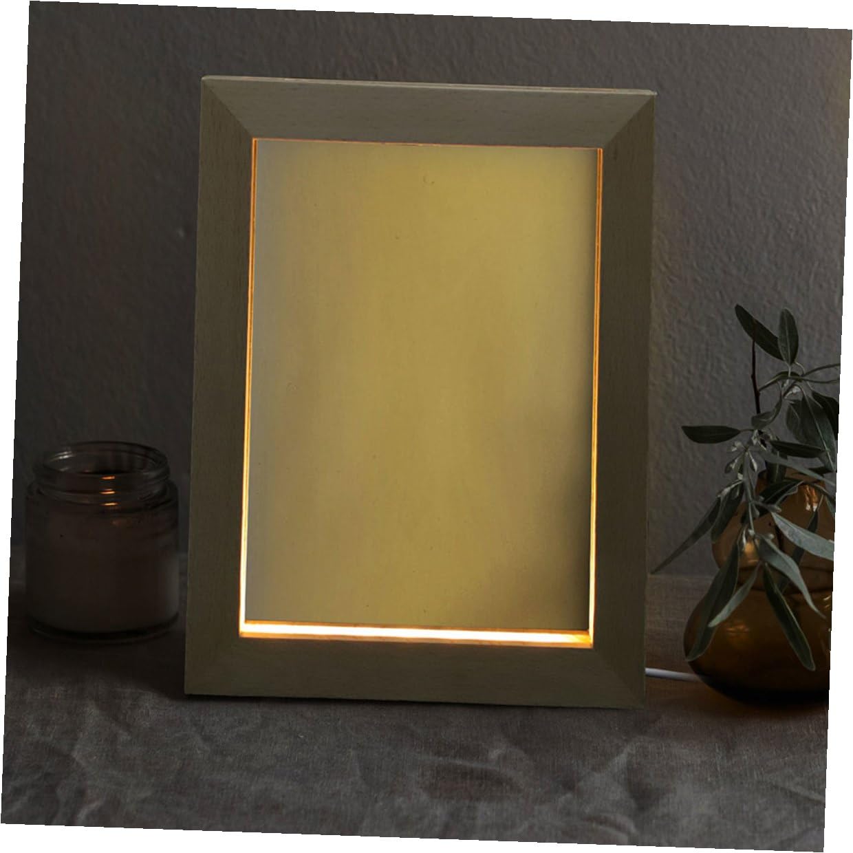 ORFOFE 2 Marcos de Fotos de Madera Maciza Luz LED Cálida Usb, Marco Decorativo 3d para Exhibición y Luz Nocturna, Tamaño 170x130 Mm, Adecuado para Decoración de Hogar y Oficina