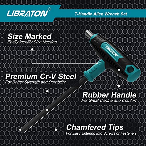 LIBRATON T Handle Allen Keys, Hex Key T-Handle Set, Metric Hexagon Wrench Set, Bike Repair Tool with Storage Case, 7 Pieces 3 LIBRATON T Handle Allen Keys, Hex Key T-Handle Set, Metric Hexagon Wrench Set, Bike Repair Tool with Storage Case, 7 Pieces - Image 3