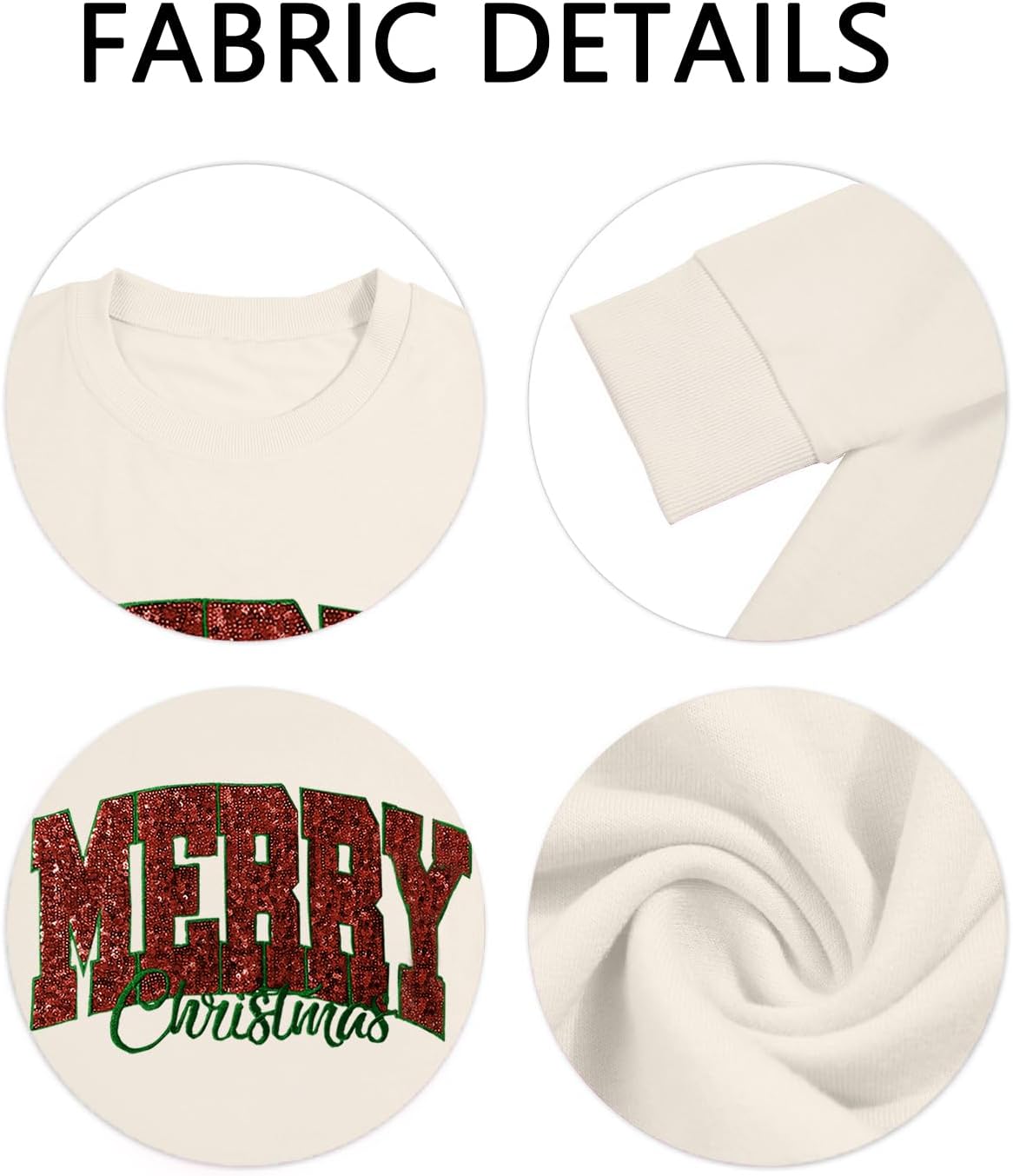 Christmas Sweatshirts for Women Merry and Bright Graphic Long Sleeve Shirt Sequin Xmas Holiday Fall Gifts Tops - Image 4
