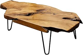 Natural Wood Coffee Table, Live Edge Coffee Table for Living Room, Uniqu...