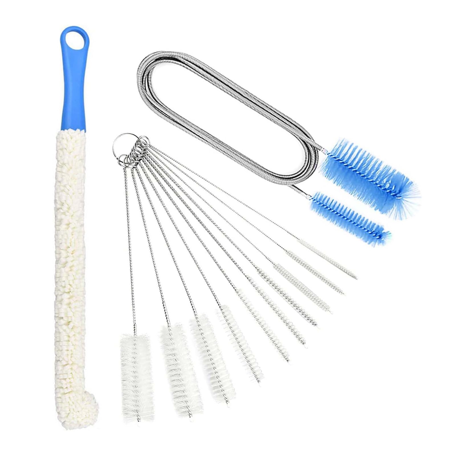 Multiple Size Drain Brush Cleaning Kits 12PCS Steel Brushes Flexible Design for Bottle Nozzle Aquariums Tube Tight Space Drain Cleaner Brush Set
