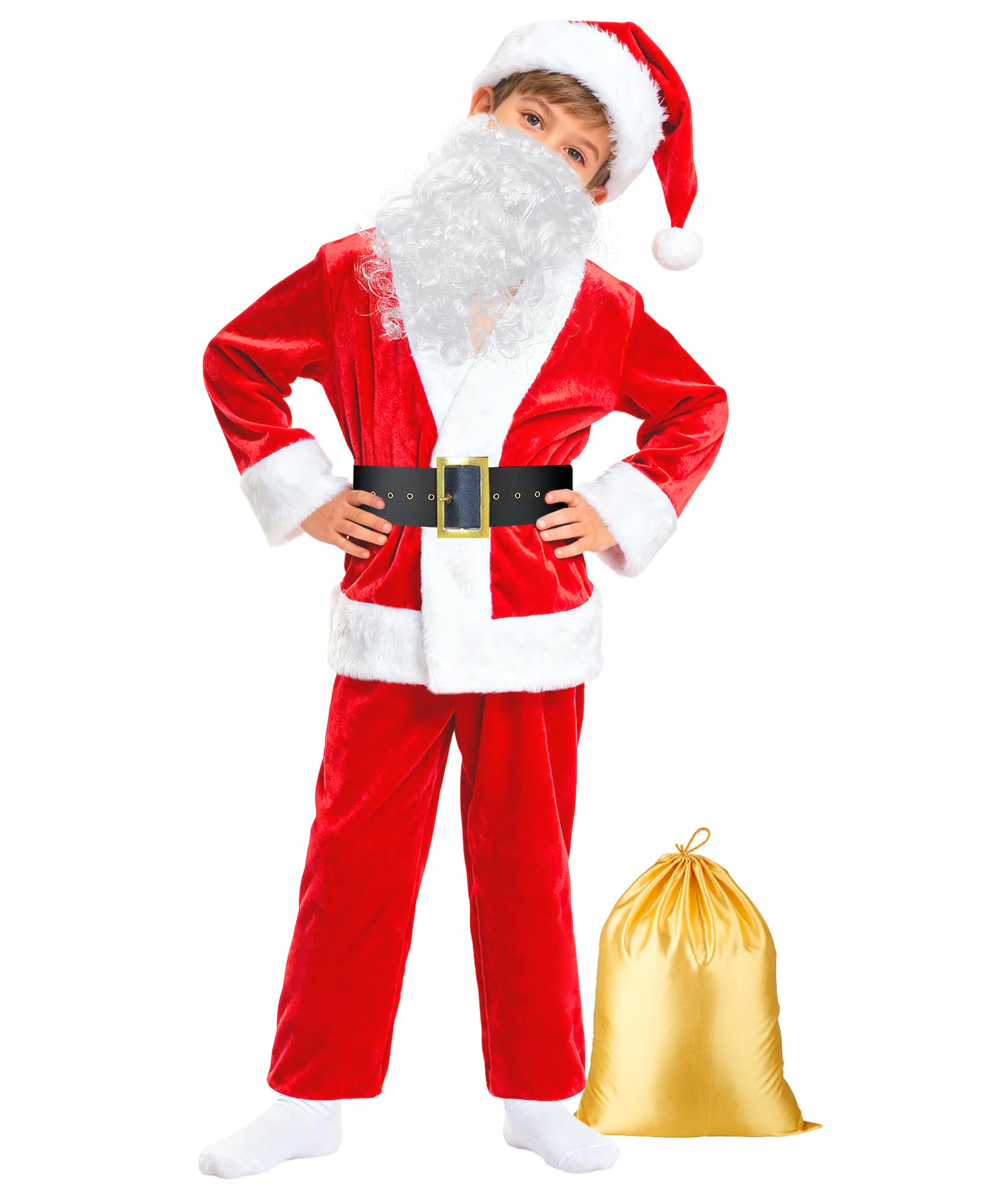 SHEJIZE Kids Santa Costume Children's Santa Claus Costume for Kids Santa Suit