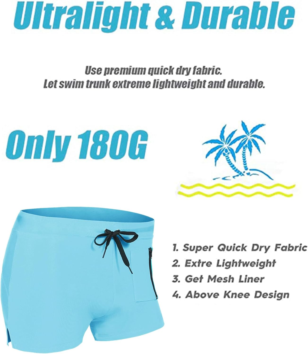 COOFANDY Mens Swim Trunks Swimwear Bathing Suit Swim Brief Square Leg Board Short S-3XL - Image 5