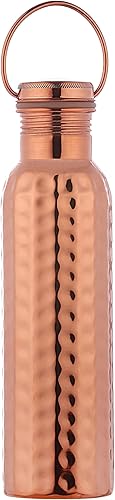 Miniatura 3 de HealthGoodsIn - Botella de agua martillada de cobre puro con asa de transporte de 20.3 fl oz (20.28 onzas líquidas)  Botella de agua sin costuras a