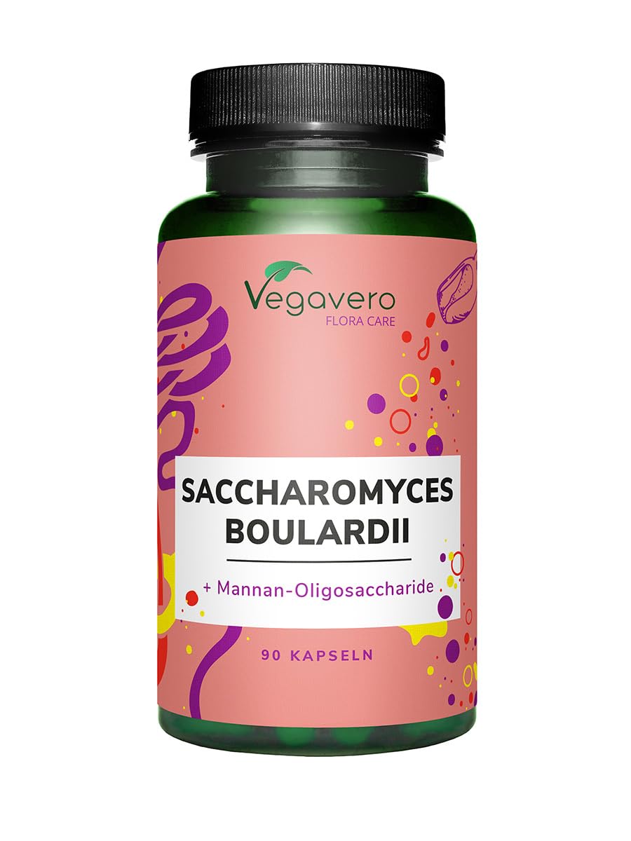 Vegavero Saccharomyces Boulardii | Prebiotic and Probiotic Supplements | NO Additives | 7 Billion CFU per Capsule | 350 mg S. Boulardi & 150mg S. Cerevisiae | Vegan