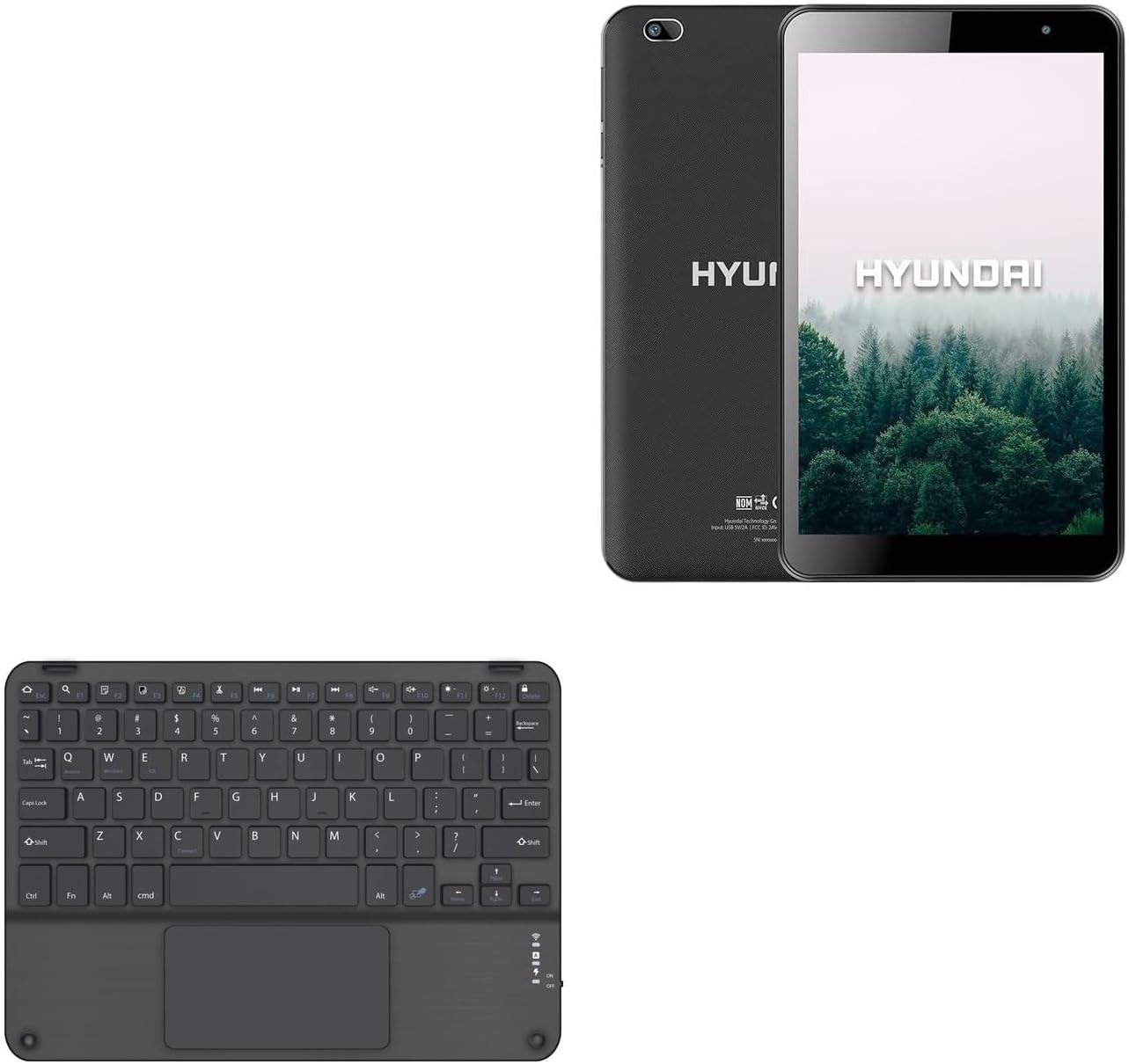 BoxWave Keyboard Compatible with Hyundai HyTab Plus (8 in) - SlimKeys Bluetooth Keyboard with Trackpad, Portable Slim TouchPad - Jet Black