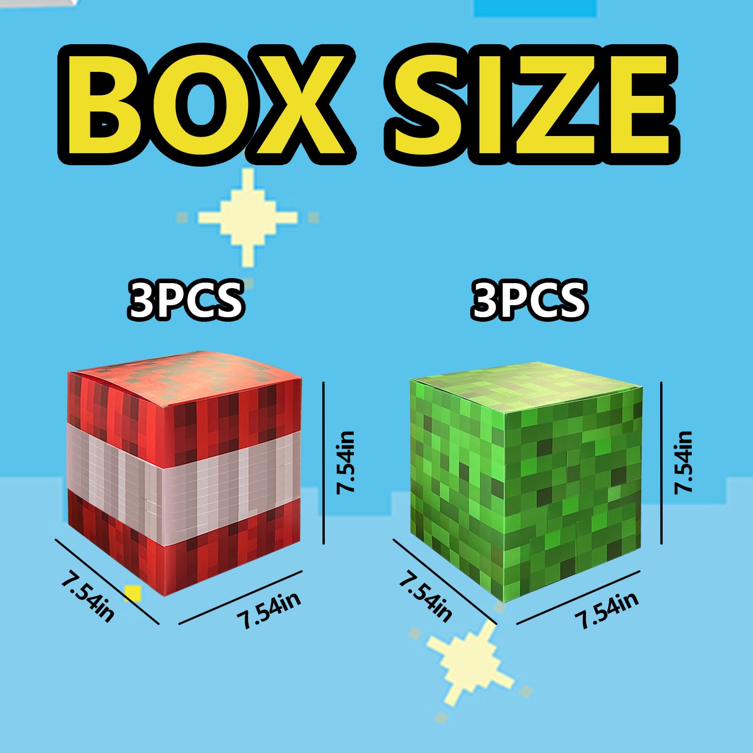 6 cajas de fiesta de juegos, decoraciones de fiesta de cumpleaños, centros de mesa de videojuegos de 7.5 pulgadas para niños, suministros de decoración de fiesta de cumpleaños