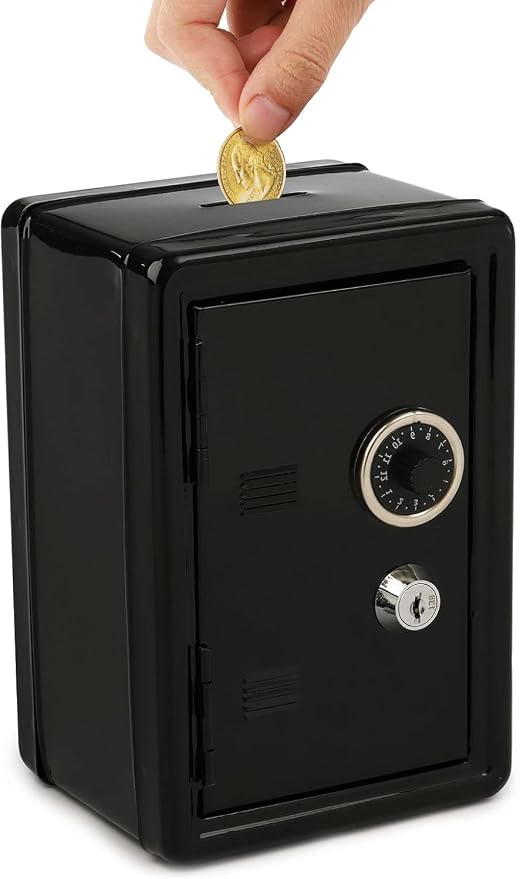 Caja fuerte infantil pequeña con cerradura y llave, negro miniatura 5