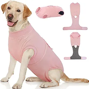 Kuoser Dog Surgery Suit Female Spay, Dog Recovery Suit Male Neuter, Puppy Clothes Onesie for Surgery Anti Licking Abdominal Wounds Pet Surgical Recovery Bodysuit Shirt, Substitute E-Collar & Cone