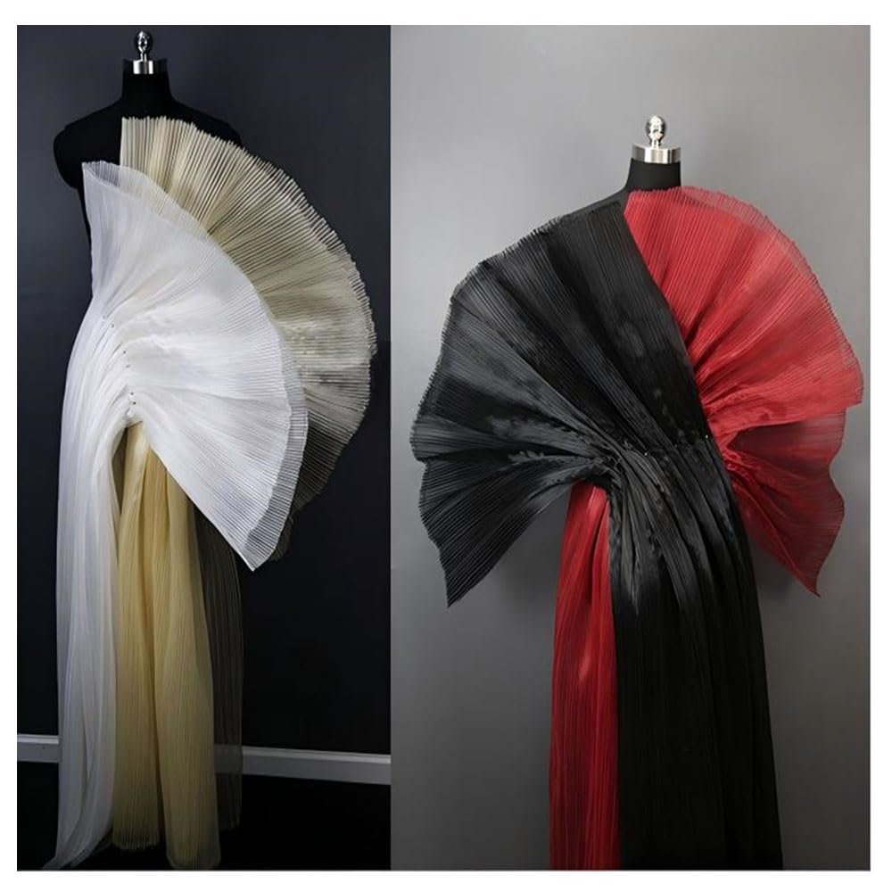 Tela de organza de 145 cm x 500 cm, brillante, transparente, suave, por metros, ribetes de gasa plisada, ideal para coser disfraces para vestidos, decoración de bodas, ropa, tela decorativa