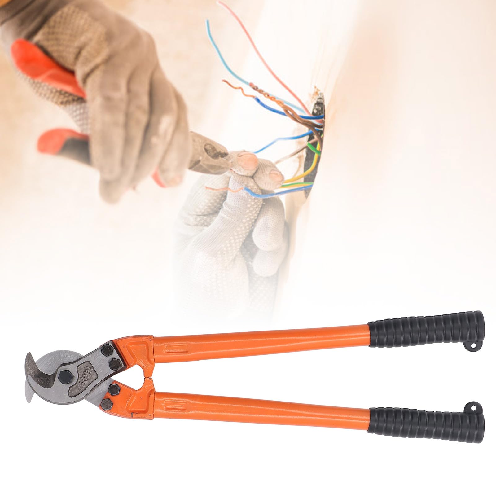 Yosoo Health Gear Kabelschneider 150 mm², 18 Zoll, Elektrostahldraht-Schneidzange, Handwerkzeug aus Kohlenstoffgehalt mit Langem Griff für Aluminiumkabel und Kupfer