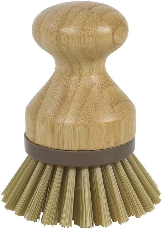Mini Scrub Brush, Non-Abrasive Dish and Pan Scrubber, Ergonomic Wooden Bamboo Handle, Eco-Friendly and Long-Lasting Kitchen Cleaning Tool