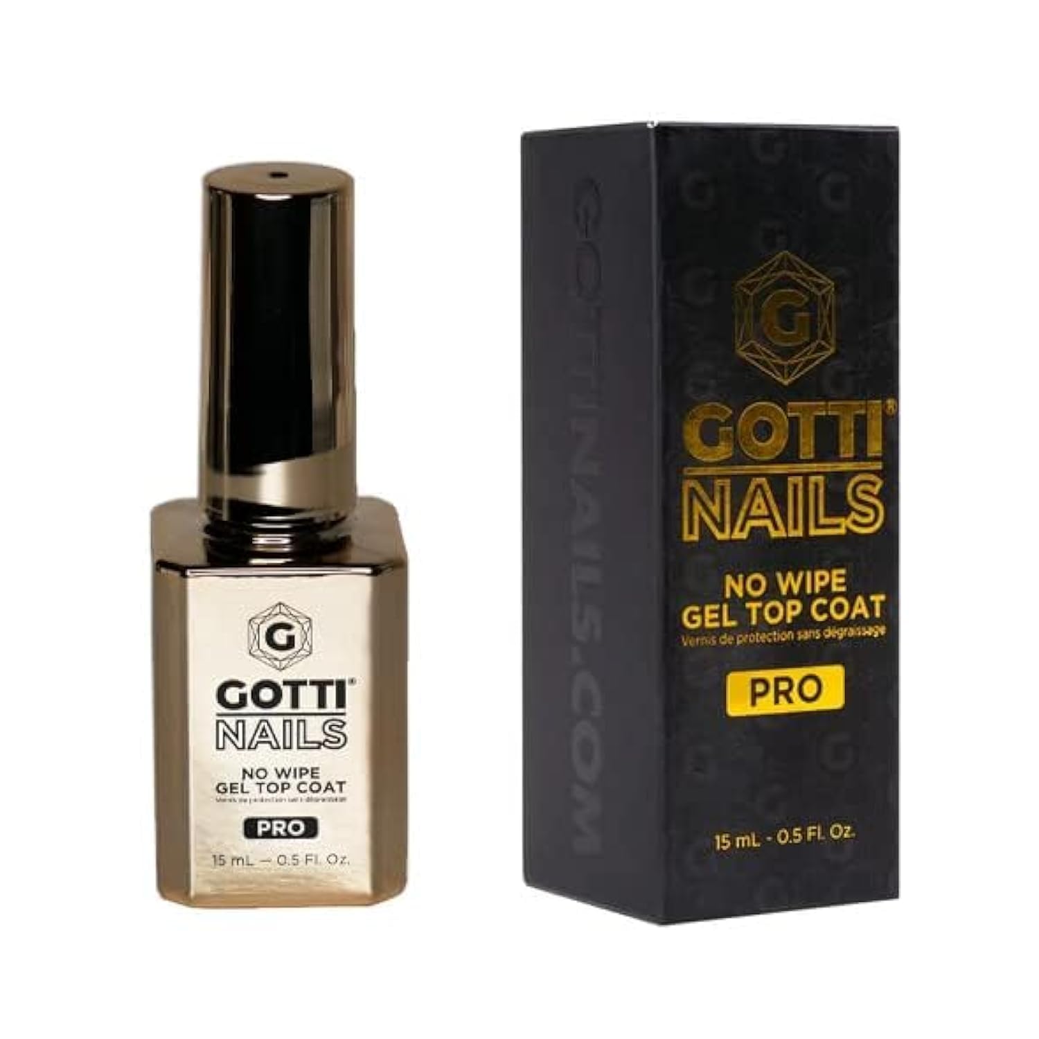 Gel Top Coat - No Wipe, Non Yellowing, Stain Resistant, Shiny and Glossy Top Coat Nail Polish - Clear Nail Polish for UV Gel and LED Gel Applications