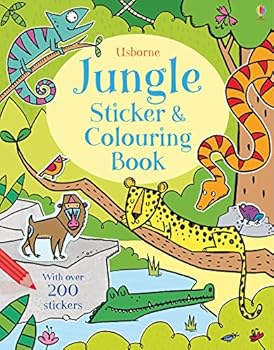 Paperback Jungle Sticker and Colouring Book (First Colouring and Sticker Books) Book
